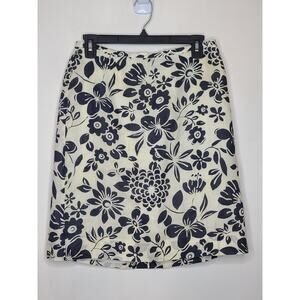 Vintage Ann Taylor classic cream black floral skirt - 6